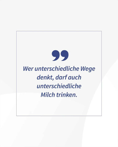 Zitatgrafik über unterschiedliche Wege – humorvoll mit Bezug auf Milch.