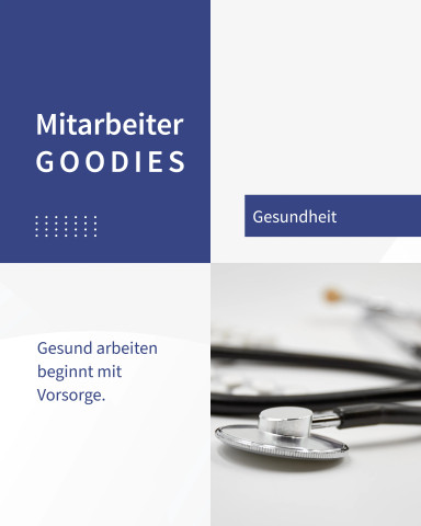 Grafik zu Mitarbeiter-Goodies Gesundheit mit Stethoskop und Vorsorge-Thema