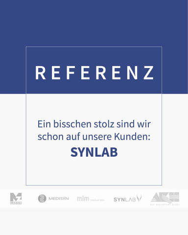 Text auf dem Posting: Referenz – ein bisschen stolz sind wir schon auf unsere Kunden: SYNLAB